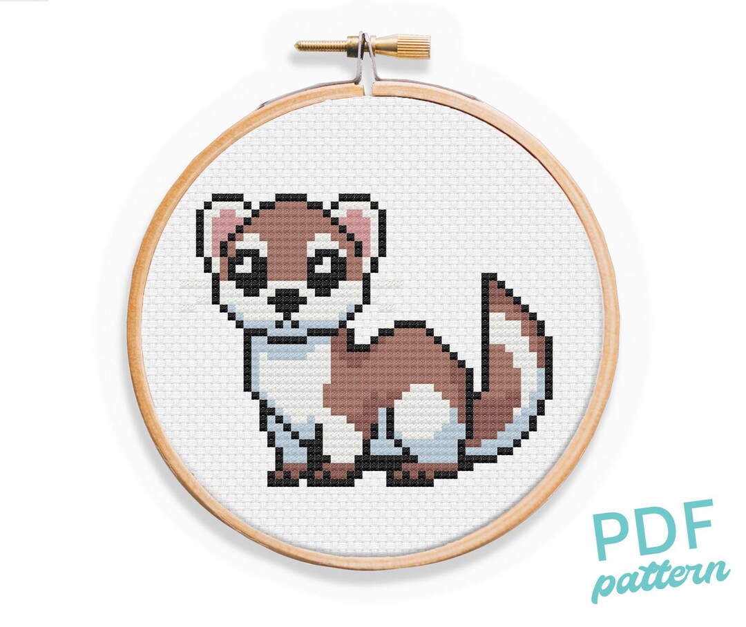 Stoat Cross Stitch Pattern: Easy Beginner Weasel Design (PDF Pattern ...