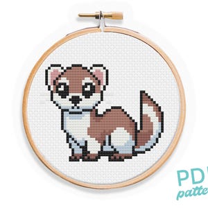 Stoat Cross Stitch Pattern: Easy Beginner Weasel Design (PDF Pattern)