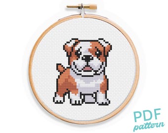 American Bulldog Cross Stitch Pattern: Easy Beginner 3" Dog Design (PDF Pattern)