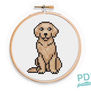 Yellow Lab Cross Stitch Pattern: Easy Beginner Labrador (PDF Pattern)