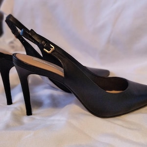 Black Leather Slingbacks - 9.5m