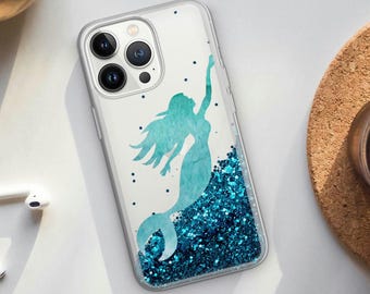 Mermaid Liquid Glitter iPhone Case Sparkly Ocean Fantasy Cover for iPhone 15 pro max, 14, 13, 12 mini, 11, XR, X, XS, 7, 8 plus, SE, 6/6s