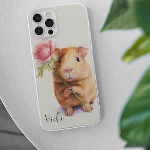 Süße Meerschweinchen Handytasche Personalisierte Tierliebhaber Abdeckung für iPhone 16 Pro 15 14 13 12 11 XR, Samsung S25 S24 S23 A56 A16 A26 Pixel 9 Pro XL