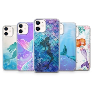 Personalized Mermaid Phone Case Custom Name Fantasy Cover for iPhone 16 pro max 15 14 13 12 11 XR 7 8 Samsung  S245 S24 Fe A16 A56 A16 Pixel