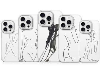 Minimalist Line Art Phone Case, Abstract TPU Cover for iPhone, Samsung, Pixel