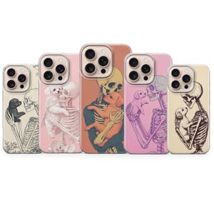 Creepy Gothic Phone Case Aesthetic Skeleton and Dog Cover for iPhone 16 pro max 15 14 13 12 11 XR, Samsung S25 S24 Fe S23 S22 A16 A56 Pixel