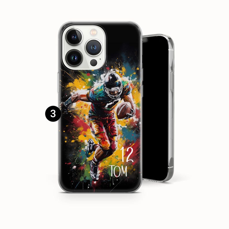 Football Phone Case Personalized Sports Athlete Cover for iPhone 17 pro max 16e 15 14 13 12 11 XR 8 Samsung S25 Fe S24 A16 A56 A17, Pixel 10 3