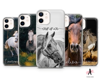 Personalized Country Horse Phone Case Cute Western Cover for iPhone 14, 13, 12, 11 Pro, XR, Samsung A13, S22, S21 FE, A40, A72, A52, Pixel 6