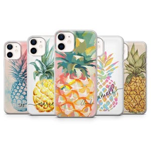 Ananas Handyhülle benutzerdefinierte Name Cover für iPhone 16 pro 15 14 13 12 Pro 11 XR 8 7, Samsung S25 A16 S24 FE S23 S22 A55 A54 A35 Pixel 9 pro
