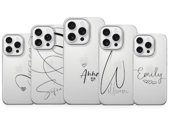 Custom Name Phone Case Minimalist Line Art Cover for iPhone 16e 15 pro max 14 13 12 11 XR 8, Samsung S25 S24Fe A16 A56 Pixel 10 Pro XL, 9, 8