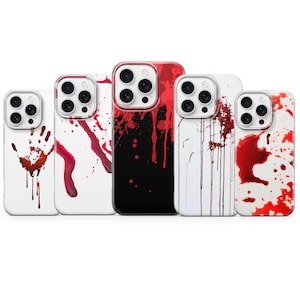 Blood Splatter Phone Case Bloody horror cover for iPhone 17 Pro max 16e 15 plus 14 13 12 mini 11 XR 8, Samsung S25 S24 A17 A56 Pixel 9, 10