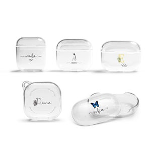 Personalized Case Clear Name Case Cover for Airpods Pro Airpods 3 Airpods 1, 2 Samsung Galaxy Buds 2 Buds + Buds live