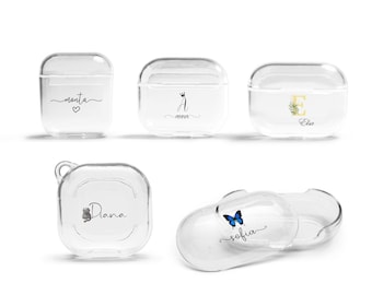 Capa personalizada para Galaxy Buds, transparente, com nome, compatível com AirPods Pro, AirPods 3, AirPods 1 e 2, Samsung Galaxy Buds 2, Buds + e Buds Live.