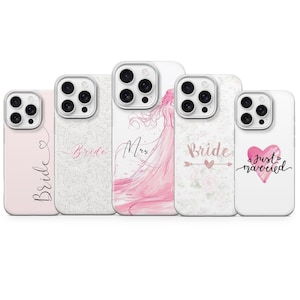 Bride Phone Case Just Married Cover for iPhone 16 pro max 15 plus 14 13 12 11 XR 7 8, Samsung S25 ultra S24Fe A16 A56 A36 A53, Pixel 9