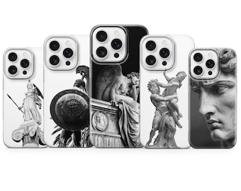 Funda de teléfono con escultura de estatua de mitología griega para iPhone 17 Pro Max, 16e, 15, 14, 13, 12, 11, XR, 8, Samsung S25, S24 Fe, S23, A16, A56, Pixel 10
