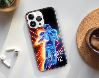 Fotbollsfodral Personligt Sportatletfodral för iPhone 17 Pro Max 16e 15 14 13 12 11 XR 8 Samsung S25 Fe S24 A16 A56 A17, Pixel 10
