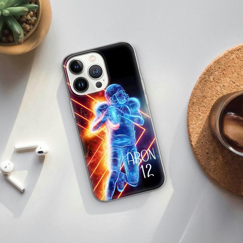 Football Phone Case Personalized Sports Athlete Cover for iPhone 17 pro max 16e 15 14 13 12 11 XR 8 Samsung S25 Fe S24 A16 A56 A17, Pixel 10 image 1