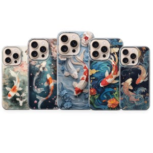 Koi Fish Phone Case Tranquil Japanese Art Cover for iPhone 16 15 pro max 14 13 12 11 XR 7 8 Samsung S25 S24 S23 S22 A16 A56 Pixel 9 Pro xl