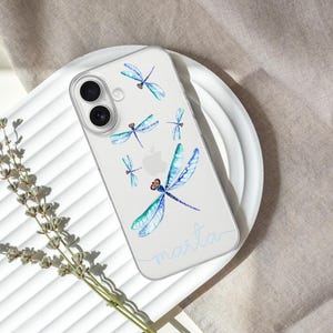 Custodia per telefono personalizzata a forma di libellula, con motivo a insetto, per iPhone 16 Pro, 15, 14, 13, 12 Pro, 11, XR, 8, 7, Samsung S25, S24, Fe, A56, A36, A16, Pixel 9