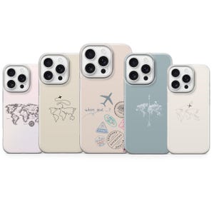 Travel Map Phone Case Minimalist World Map Cover for iPhone 17 pro max 16e 15 14 13 12 11 XR 8, Samsung S26 S25 S24 Fe S23 A56, Pixel 10