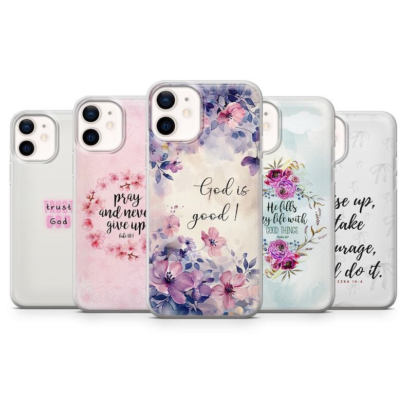 Kristet telefonskal med inspirerande bibelvers för iPhone, iPhone 17, iPhone 16, iPhone 15, iPhone 14, iPhone 13, iPhone 12, iPhone XR, iPhone 8, Samsung S25, S24, A56, A16, Pixel 10/9 Pro XL bild 1