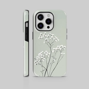 Custodia per telefono verde salvia, motivo floreale minimalista, resistente, per iPhone 16 Pro max 15 plus 14 13 mini 12 11 XR, Pixel 9, Samsung S25 ultra S24 S23 A16