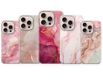 Rose Gold Marble Phone Case Elegant Abstract Cover for iPhone 17 pro max 16e 15 14 13 12 11 XR 8, Samsung S25 S24 Fe S23  A56 A16 Pixel 10/9
