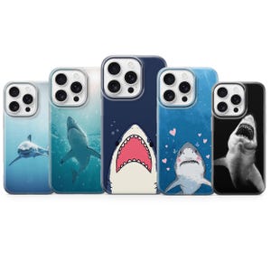 Funda de teléfono con diseño de tiburón y animales del océano para iPhone 16 Pro Max, 15 Plus, 14, 13, 12 Mini, 11, XR, 7, 8, Samsung S25 Ultra, S24 Fe, S23, A56, A36, A16 y Pixel 9.