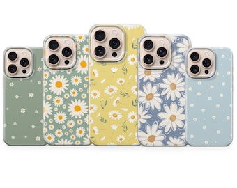 Capa para celular com estampa de margarida, design floral delicado e estético para iPhone 17 Pro Max, 16e, 15, 14, 13, 12, 11, XR, 8, Samsung S26, S25, S24, A57, A37 e Pixel 10.