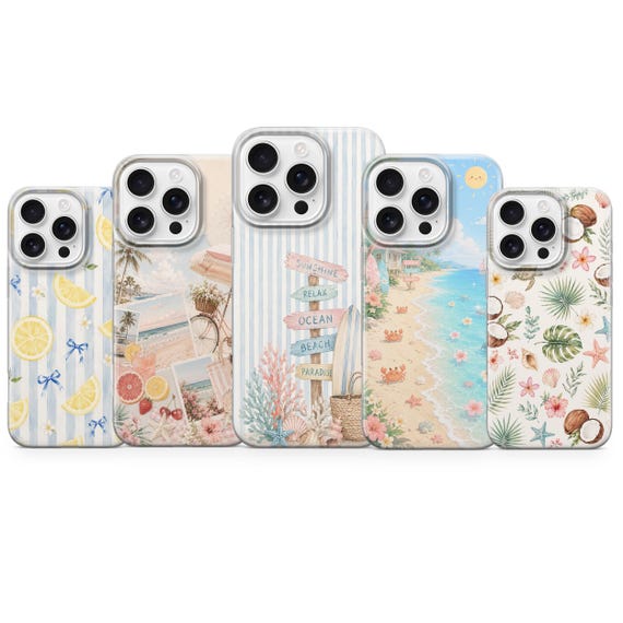 Tropical Beach Phone Case Coastal Summer Cover for iPhone 17 pro max 16e 15 14 13 12 11 XR, Samsung S26 S25 S24 A57 A37 A17, Pixel 10