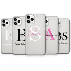 Gepersonaliseerde initialen telefoonhoesje aangepaste naam monogram cover voor iPhone 16 15 14 13 12 11 XR 7 8 Samsung S25 S24 S23 S22 S21 A56 Pixel 9 pro