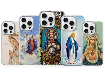 Christelijke Maria-telefoonhoes voor iPhone 17 Pro max 16e 15 plus 14 13 12 11 XR 8, Samsung S26 ultra S25 S24 A57 A37, Pixel 10