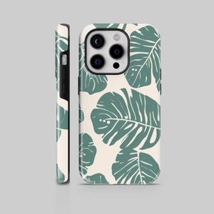 Monstera Leaf Tough Phone Case Tropical Minimalist cover for iPhone 16 pro max 15 plus 14 13 12 11 XR Pixel 9 Pro XL Samsung S25 S24 S23 A16