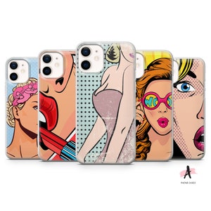 Pop Art Phone Case Cool Retro Cover for iPhone 14, 13, 12, 11, XR, 8+, 7  Samsung S23, S22, S21, A14, A13, A12, A33, A53, Pixel 7 Pro, 6