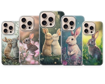 Bunny Phone Case Cute Whimsical Rabbit Cover for iPhone 16 pro max 15 14 13 12 11 XR 8 7 Samsung S25 S24 Fe S23 A16 A56 A26 Pixel 9 pro XL
