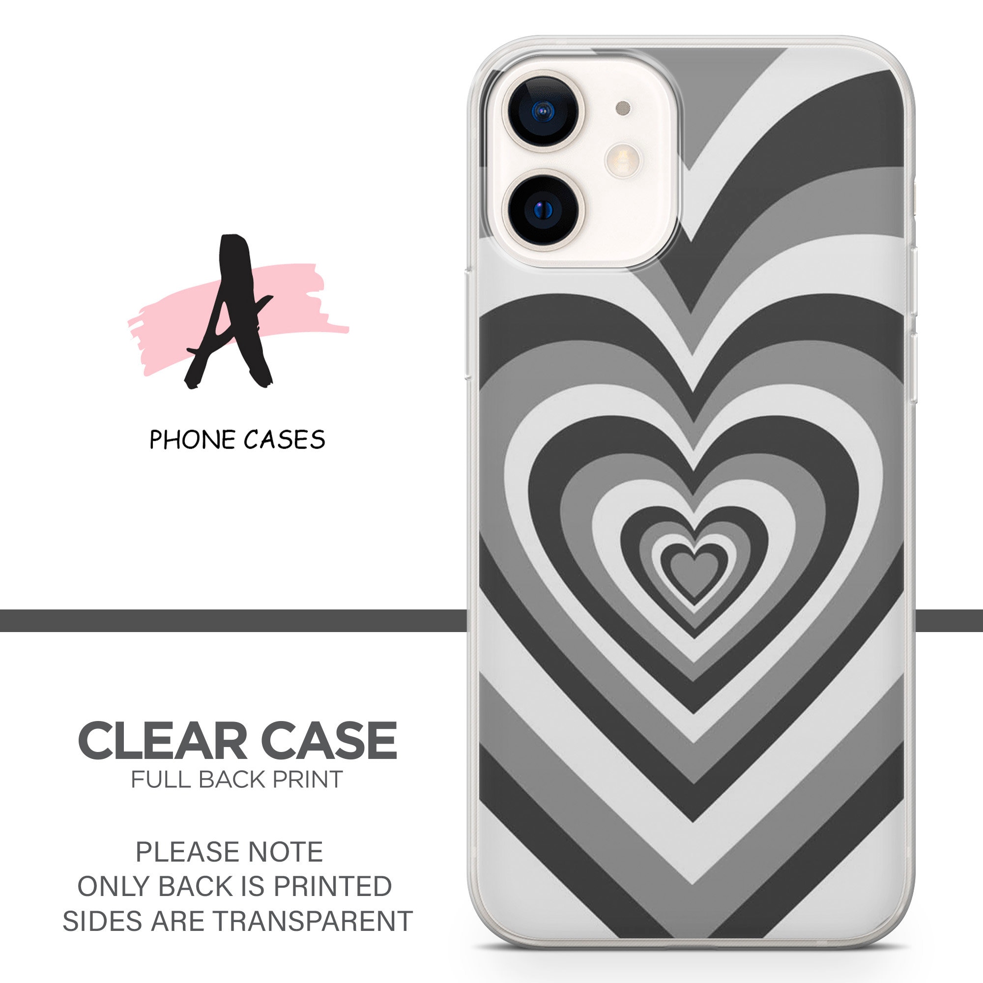 Love Heart Phone Case fit for iPhone 11 12 7 8 X Se Etsy