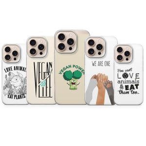 Vegan Phone case Animal Rights cover for iPhone 16 Pro max 15 14 13 12 11 XR 8 7, Samsung S25 ultra S24 Fe A16 A56 A55, Pixel 9 Pro XL