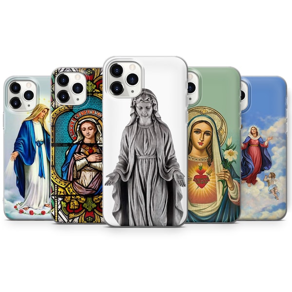 Virgin Mary Phone Case Holly Mother couverture pour iPhone 15, 14, 13, 12, 11 Pro max, XR, 7, 8, Samsung A14, S21, S22, S23 A54, Pixel 8, 7