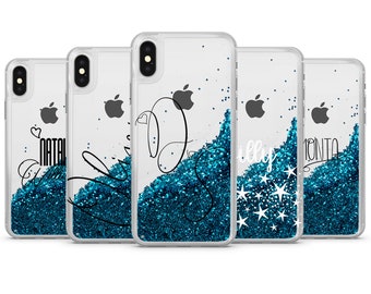 Personalized Name Case, Clear Liquid Glitter Phone Case for iPhone 14, 13, 12, 11 Pro max, XR, X, Xs max, SE 2020, 7, 8 plus, 6, 6s, 5, 5s