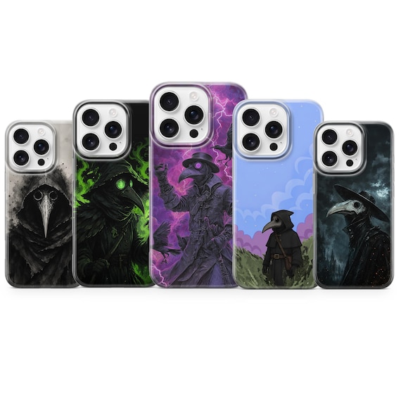 Plague Doctor Phone Case Gothic Dark Fantasy Cover for iPhone 17 pro max 16e 15 14 13 12 11 XR 8, Samsung S26 S25 S24Fe A57 A37 A17, Pixel