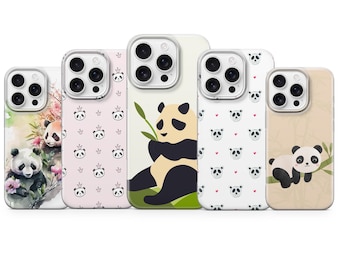 Panda Handyhülle Niedliches Tier Cover für iPhone 17 Pro max 16e 15 plus 14 13 12 11 XR 7 8, Samsung S25 ultra S24 Fe A56 A16 A17, Pixel 10/9