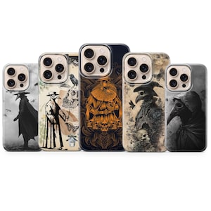 Custodia per telefono "Dottore della Peste" con motivo gotico scuro, per iPhone 16 Pro Max, 15, 14, 13, 12 Mini, 11, XR, 8, Samsung S25, S24, Fe, A16, A56, S23, Pixel 9 Pro XL