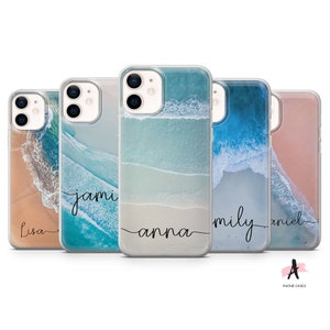 Custodia per telefono personalizzata con onde oceaniche, custodia da spiaggia per iPhone 16, 15 pro max 14, 13, 12 mini 11 XR 8 Samsung S24 FE S25 S22 S21 A55 A56 A16 Pixel 9
