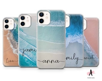 Ocean Beach Wave Phone Case, Personalized Cover for iPhone 15 pro max 14 13 12 mini 11 XR 7 8 Samsung S24 S23 S22 S21 S20 S10 A54 Pixel 8