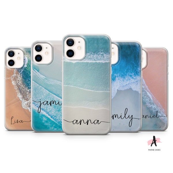Ocean Beach Wave Phone Case, Personalized Cover for iPhone 15 pro max 14 13 12 mini 11 XR 7 8 Samsung S24 S23 S22 S21 S20 S10 A54 Pixel 8