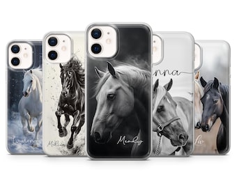 Horse Phone Case Personalized Equestrian Cover for iPhone 16 15 14 13 12 Pro 11 XR 8 Samsung S25 S24 Fe S23 S22 S21 A55 A56 A16 Pixel 9 10