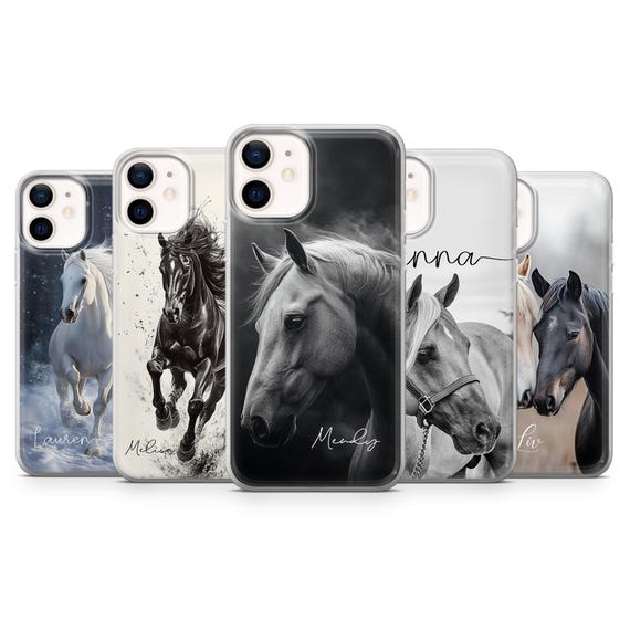 Horse Phone Case Personalized Equestrian Cover for iPhone 16 15 14 13 12 Pro 11 XR 8 Samsung S25 S24 Fe S23 S22 S21 A55 A56 A16 Pixel 9 10