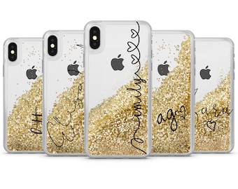 Made to order Golden shimmering Liquid Glitter Phone Case, Girly Cover for iPhone 15 plus 14 pro max 13 mini 12 11 XR 7 8 X Xs 6 6s