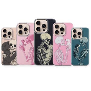 Skeleton and Dog Phone Case Creepy Gothic Aesthetic Cover for iPhone 16 pro max 15 14 13 12 11 XR, Samsung S25 S24 Fe S23 S22 A16 A56 Pixel