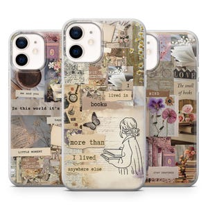 Funda para teléfono Book Lover con diseño de álbum de recortes para iPhone 17 Air 16 Pro Max 15 14 13 12 Pro 11 XR 8, Samsung S25 S24Fe S23 A56 A16, Pixel 10/9 Pro XL